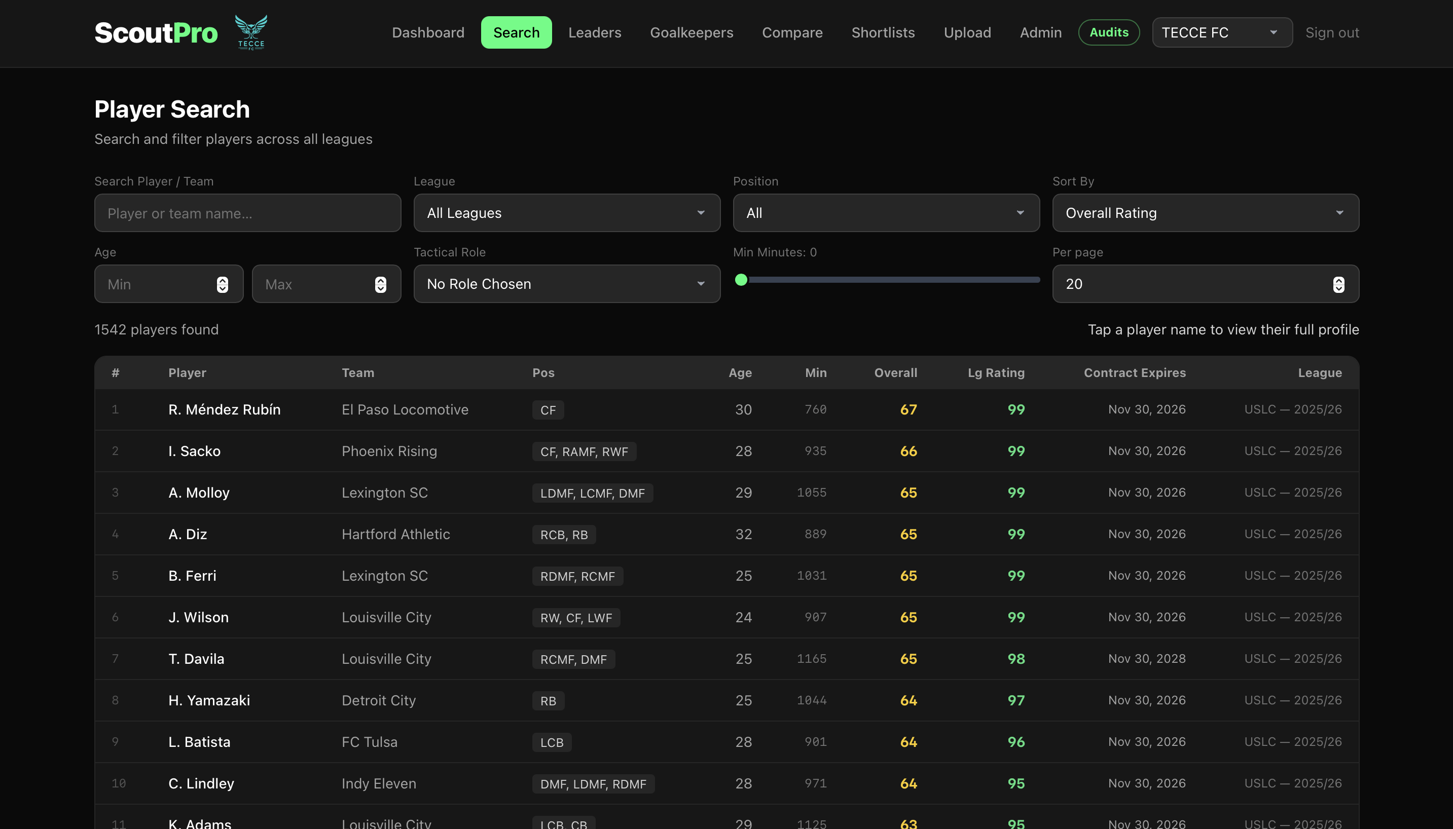 Player search